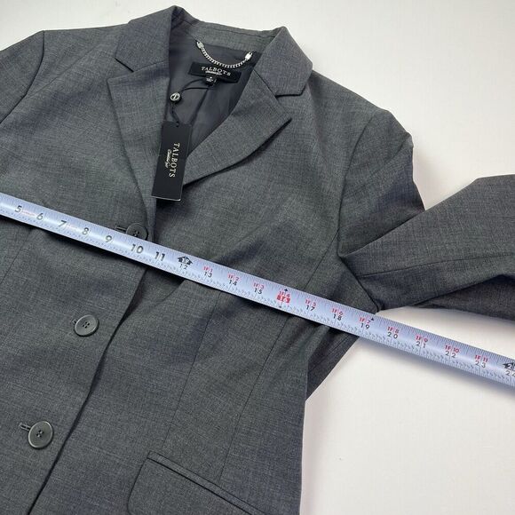 Talbots Wool Classic Blazer 8 Gray Academia Preppy Business Casual Capsule New - Picture 6 of 12